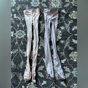 Mondor Size 12-14 Pairs 314 Tights 1 Ballerina 1 Light Tan Open Foot